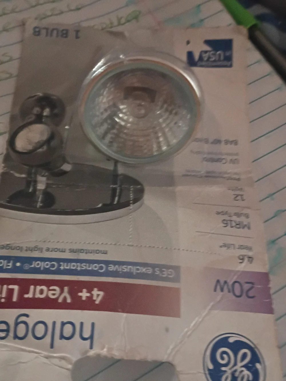 GE Halogen MR16 20W Flood Bulb - Cool White